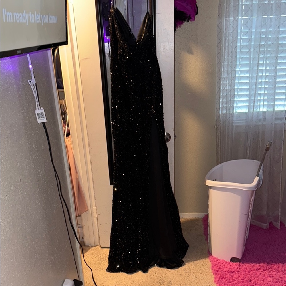 Fashion Nova Elegant Black Backless Gown